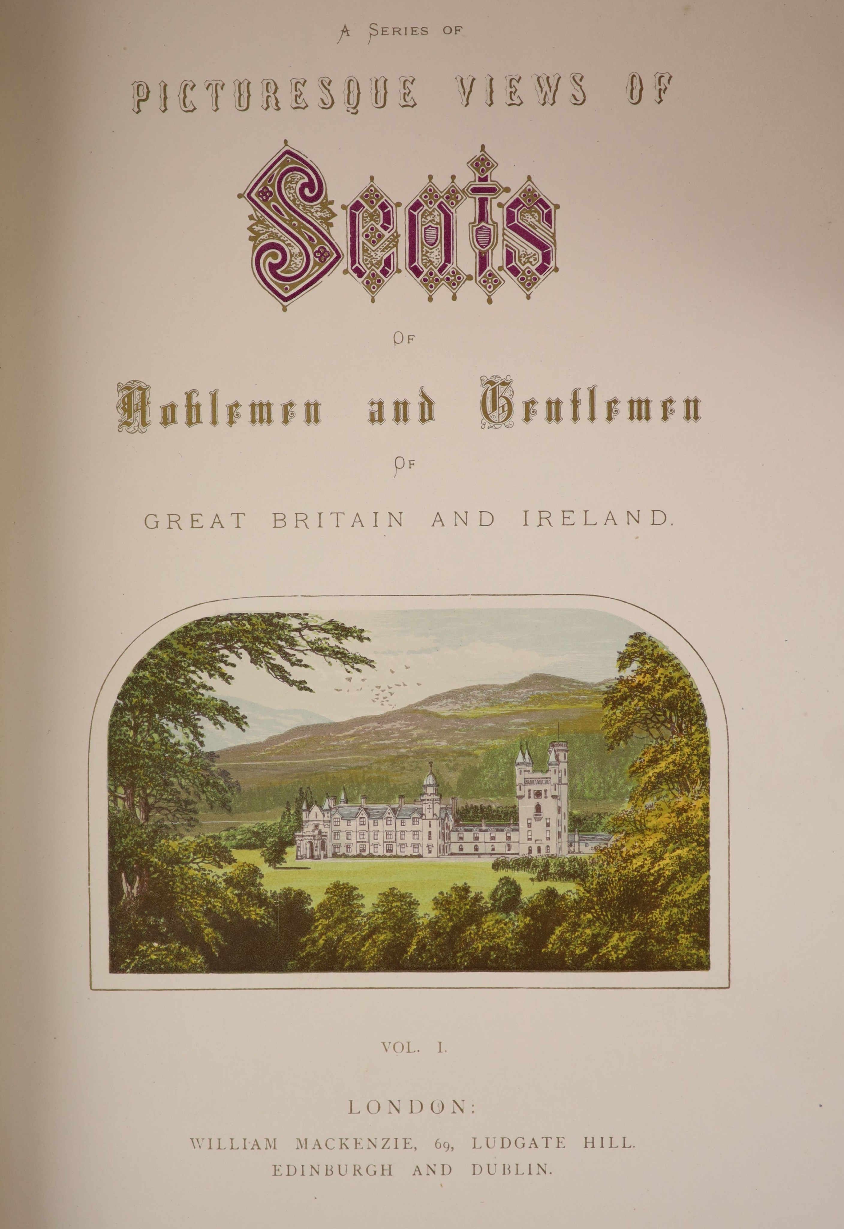 Morris, Rev. F.O [editor] - A Series of Picturesque Views of Seats of the Noblemen and Gentlemen of Great Britain and Ireland…Complete with 234 coloured plates (each with a guard) and 6, coloured, title page vignettes. L